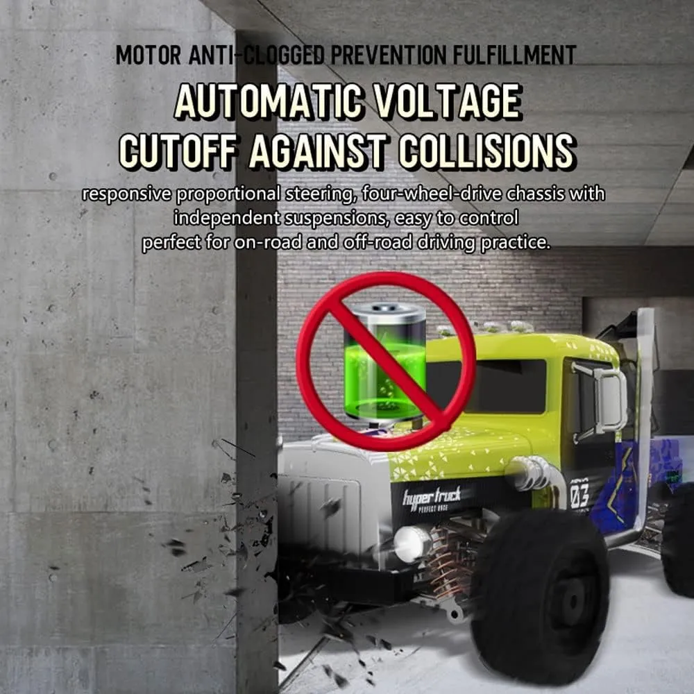 1:16 Scale Remote Control Car, 20 KM/H High-Speed Monster Truck for Boys Adults, LED Light 4WD All Terrain RC Truck, 4x4 Waterproof Off-Road Truck
