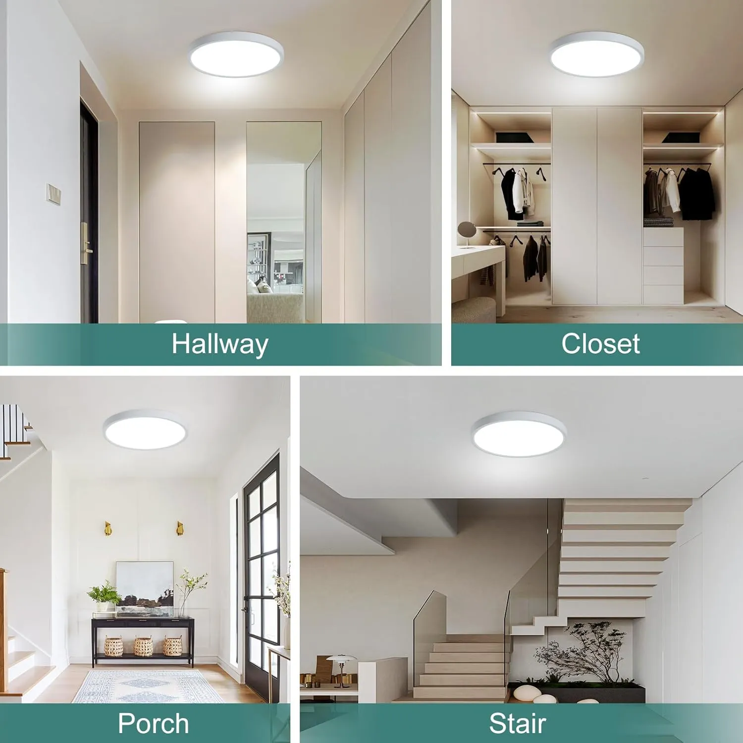 12 Inch Motion Sensor Ceiling Light Wired,24w Flush Mount Light Fixture Round, Motion Sensor Light Indoor for Closet Hallway Porch Laundry Basement Garage Pantry, 3000k/4000k/6000k White