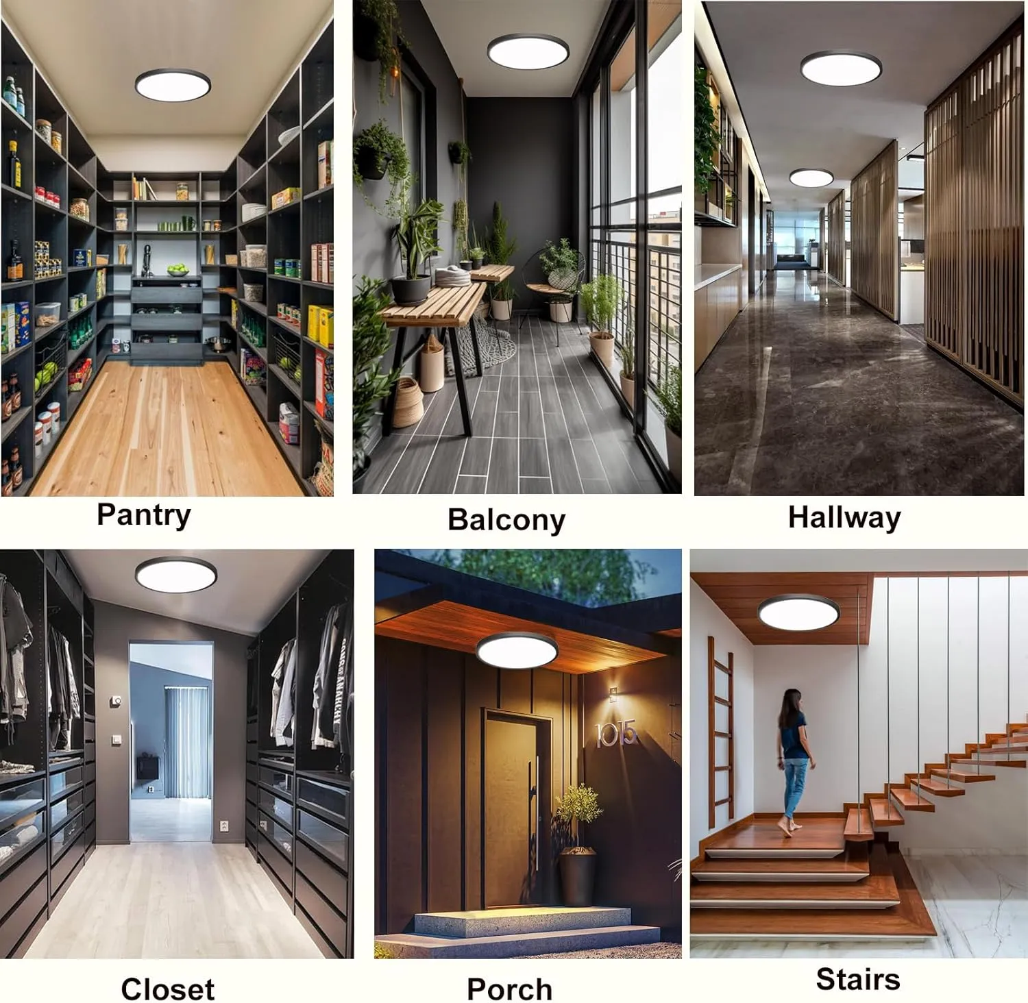 12 Inch Motion Sensor Light Indoor, Flush Mount Light Fixture, Motion Sensor Ceiling Light Wired for Hallway Porch Laundry Garage Basement, Motion Light 3000k/4000k/6000k Black