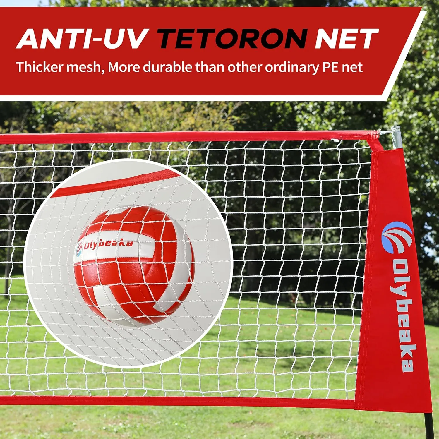 12ft/14ft Portable Volleyball Net for Backyard with Widened Base, Tetoron Net, 6 Metal Stakes and 4 Sandbags, Volleyball Practice Training Equipment with Carry Bag - Easy Setup & 5-Height Adjustable