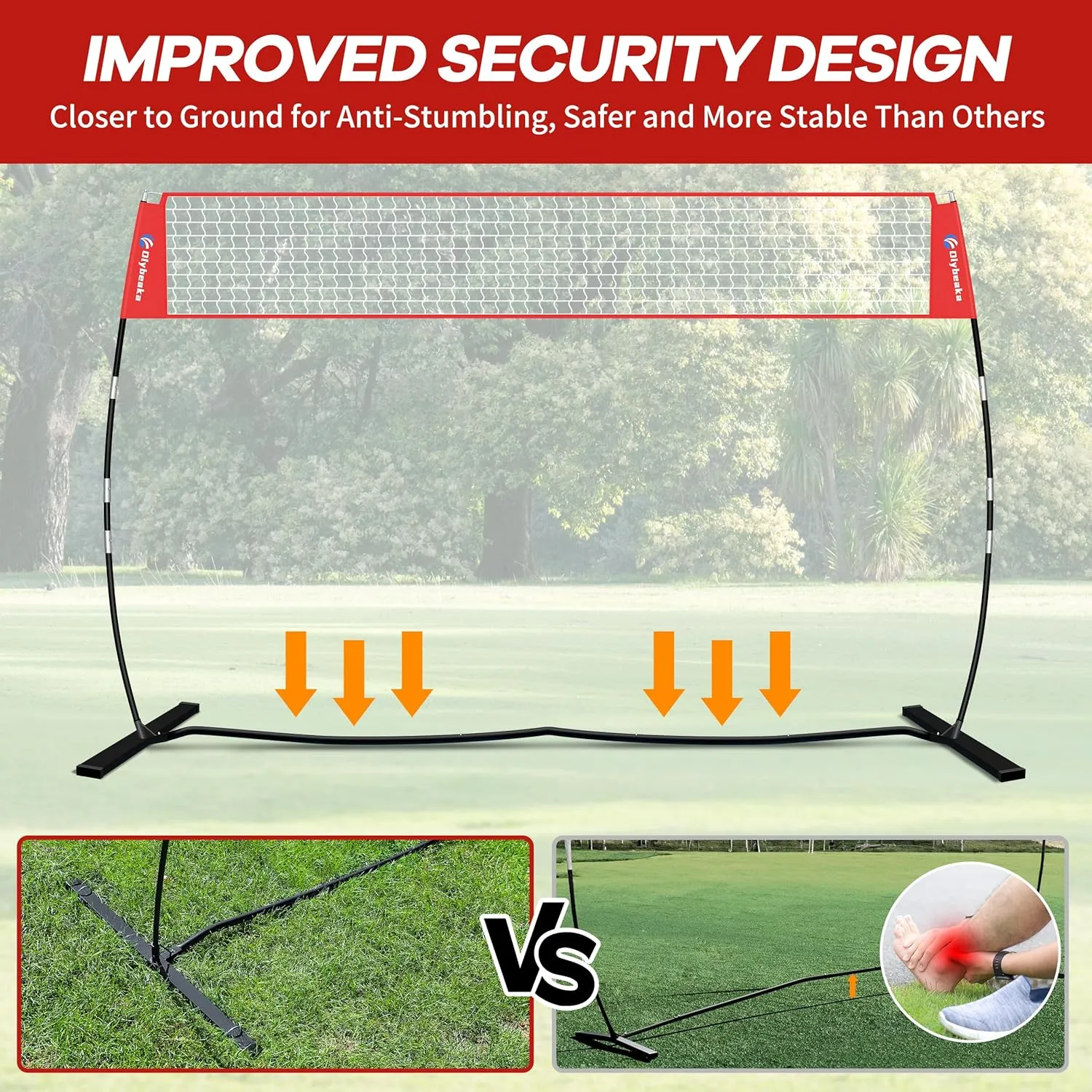 12ft/14ft Portable Volleyball Net for Backyard with Widened Base, Tetoron Net, 6 Metal Stakes and 4 Sandbags, Volleyball Practice Training Equipment with Carry Bag - Easy Setup & 5-Height Adjustable