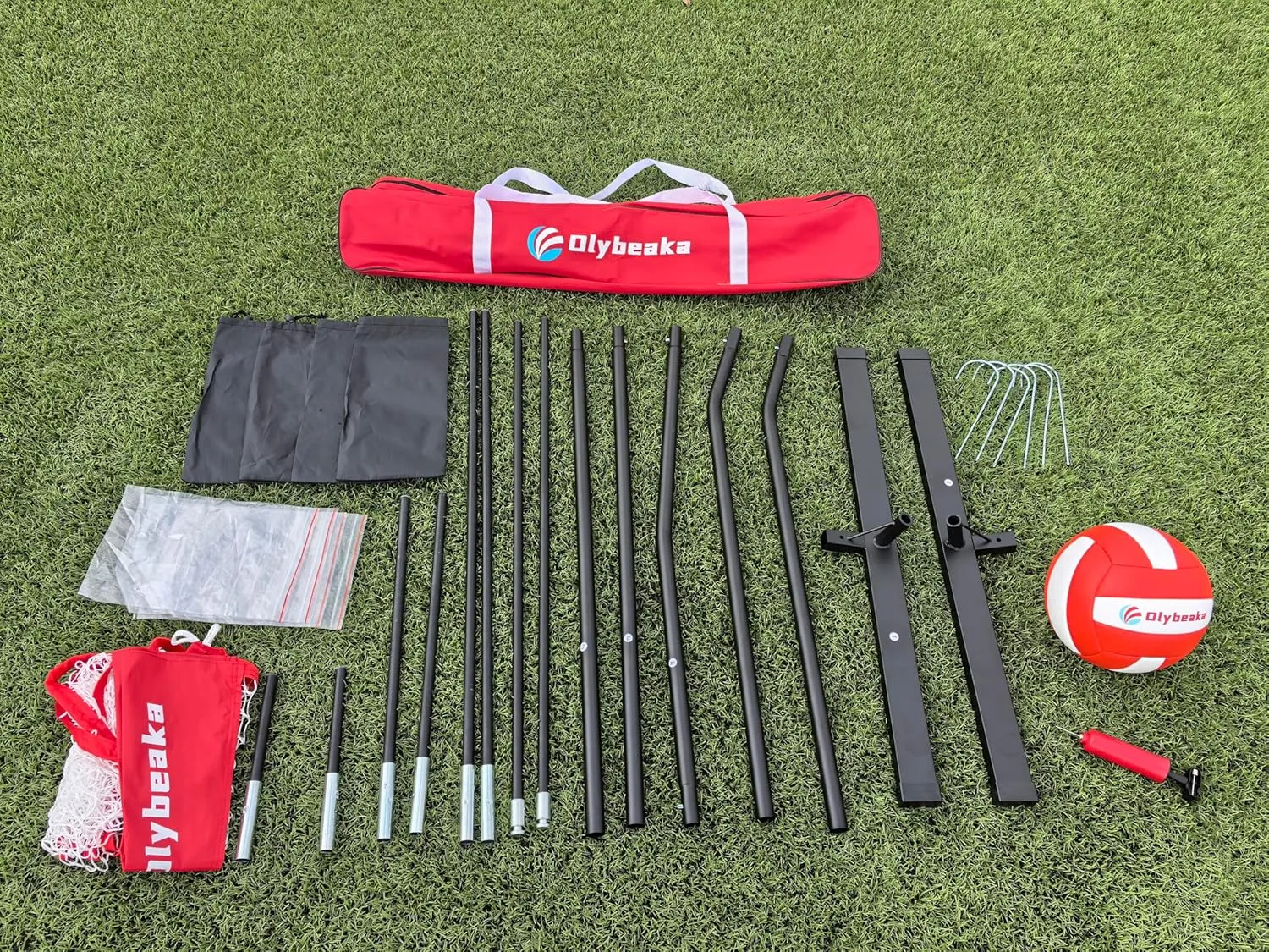 12ft/14ft Portable Volleyball Net for Backyard with Widened Base, Tetoron Net, 6 Metal Stakes and 4 Sandbags, Volleyball Practice Training Equipment with Carry Bag - Easy Setup & 5-Height Adjustable