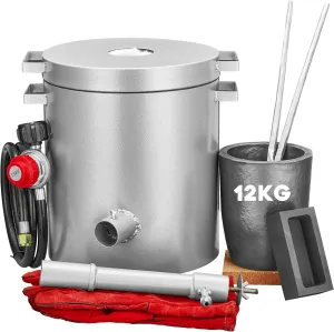 12KG Propane Melting Furnace Kit - 2700°F High Capacity Smelting Furnace Kit Ideal for Scrap Metal Recycling, Gold, Silver, Copper, and Aluminum