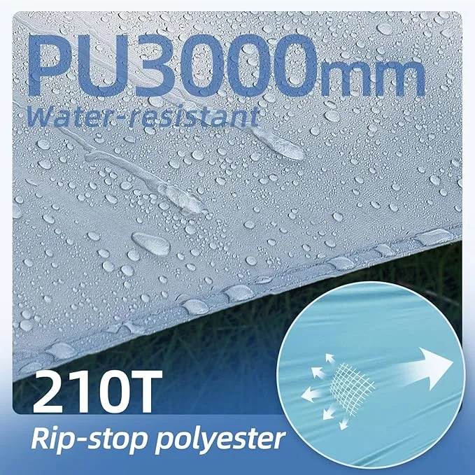 12X14FT Camping Tarp with 2 Poles, UV UPF50  Lightweight Car Awning Sun Shelter, PU3000 Waterproof Tarp for Camping, Hiking and Backpacking Trips