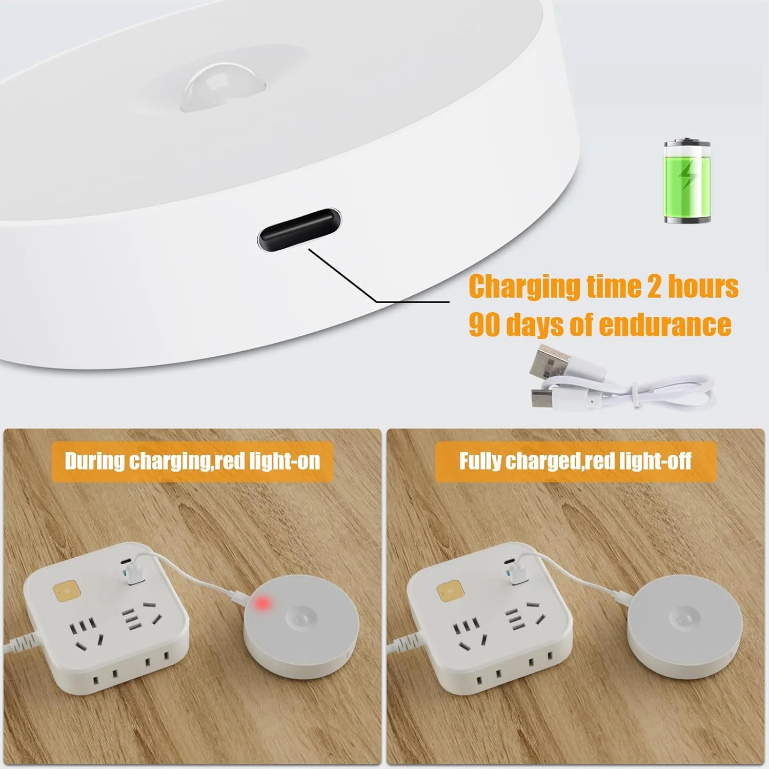 14 LEDs Motion Sensor Light Indoor, 6 Pack Upgraded Night Light USB Rechargeable, 3 Light Modes & Long Last Battery, Cordless Magnetic Nightlight for Bedroom, Closet, Hallway - Warm White