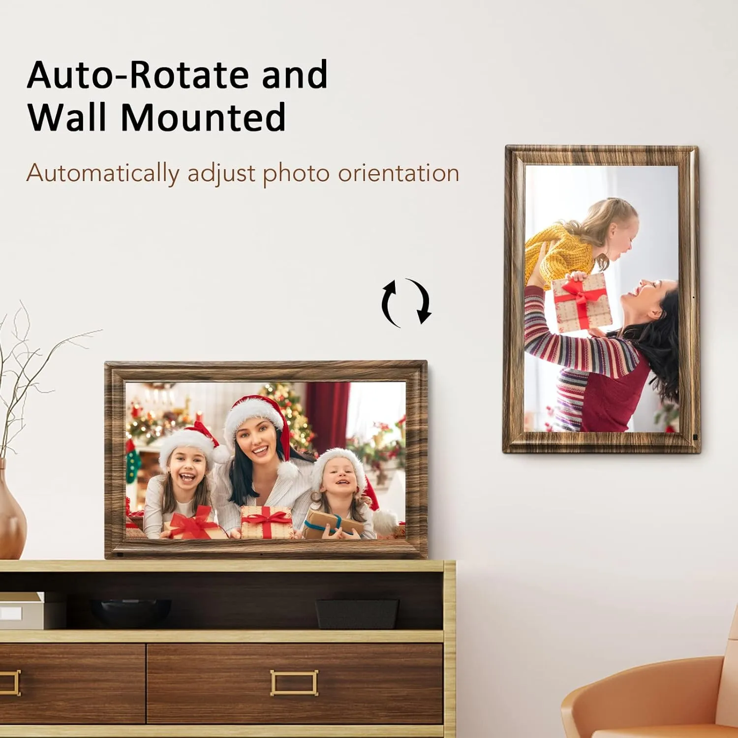 16 Inch Large Digital Picture Frame, Canupdog Digital Photo Frame with 32GB Storage Wall Mountable, Auto-Rotate, Motion Sensor Share Photo Video via App
