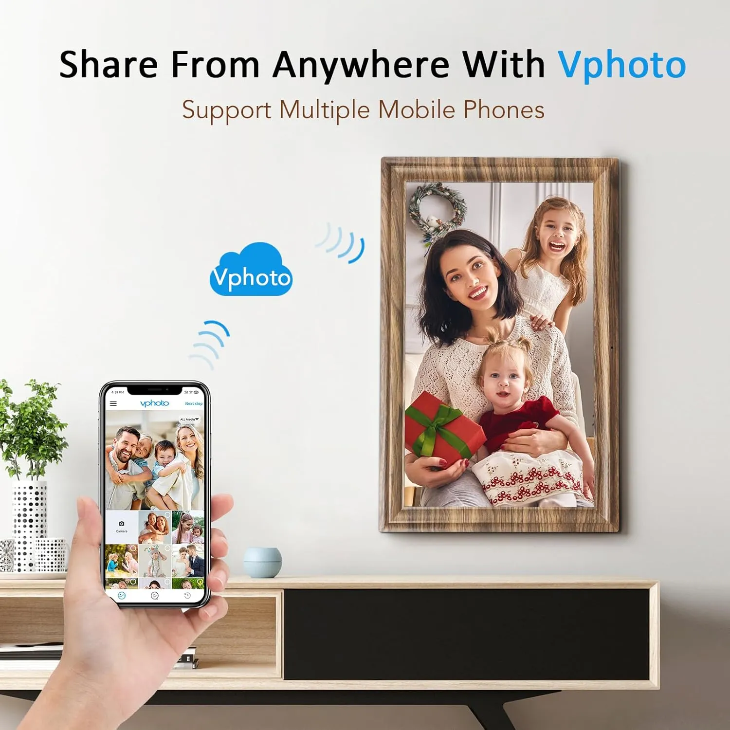 16 Inch Large Digital Picture Frame, Canupdog Digital Photo Frame with 32GB Storage Wall Mountable, Auto-Rotate, Motion Sensor Share Photo Video via App