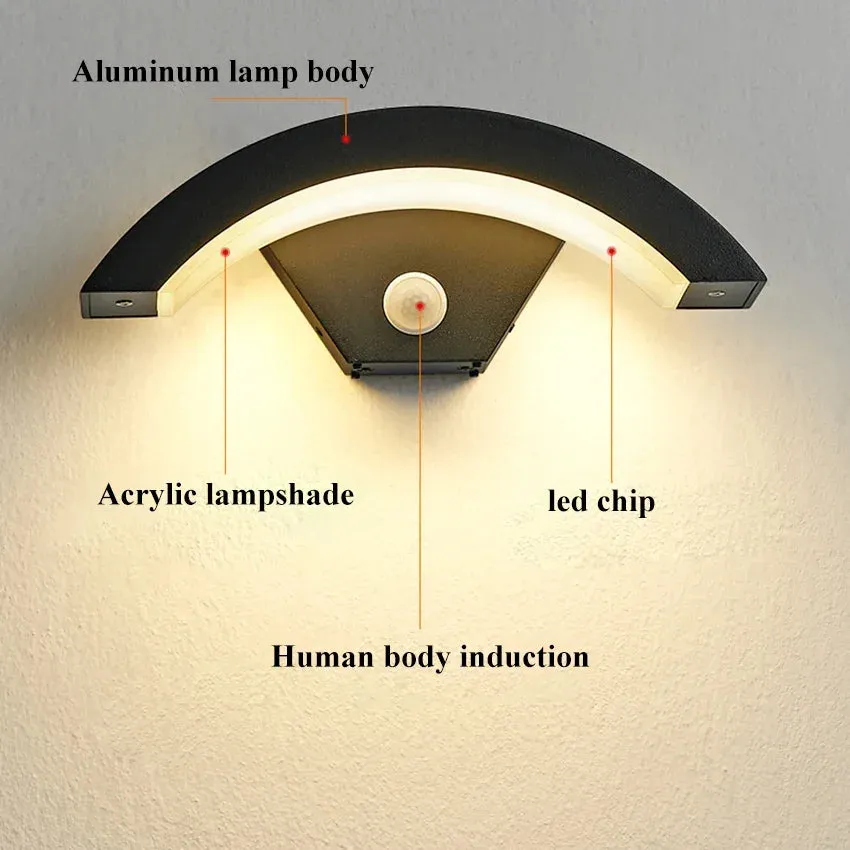 18W Sensor Outdoor Waterproof Wall Lights Garden Porch LED Wall Lamps Aluminum AC86-265V