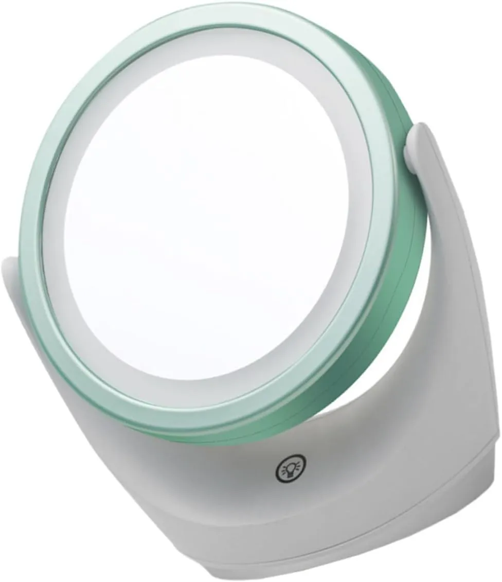 1pc Smart Dimming Makeup Mirror with Light Swivel Tabletop LED Vanity Mirror USB Rechargeable for Makeup Application and Home Decor