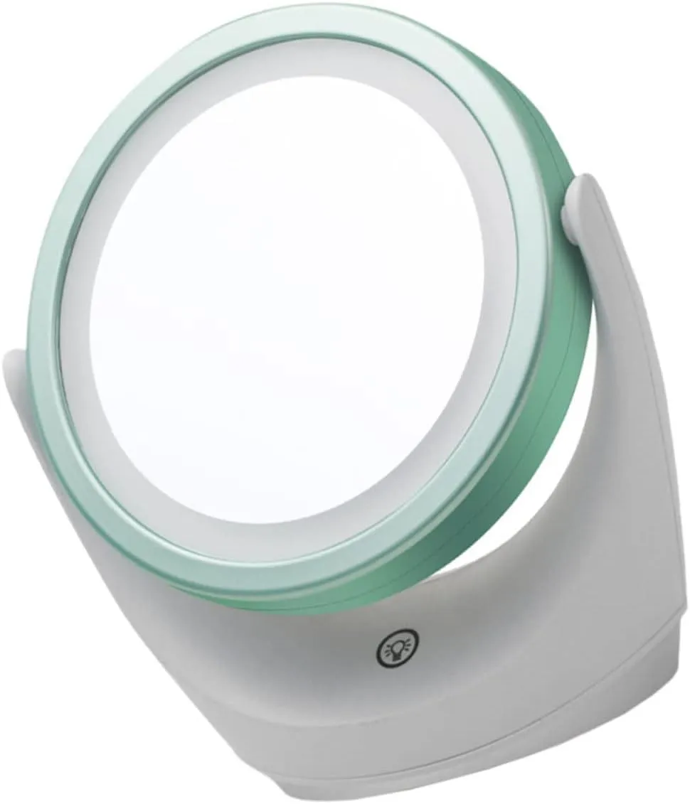 1pc Swivel Led Makeup Mirror with Smart Dimming Touch Control Stable Base for Bedroom Bathroom Dressing Table Desk USB Rechargeable Vanity Mirror