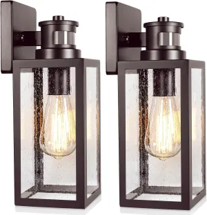2-Pack Motion Sensor Outdoor Wall Lanterns, Dusk to Dawn Exterior Wall Sconces, Waterproof Porch Light Fixtures Outside Lights for House Entryway Doorway Garage, PIR Motion Activated