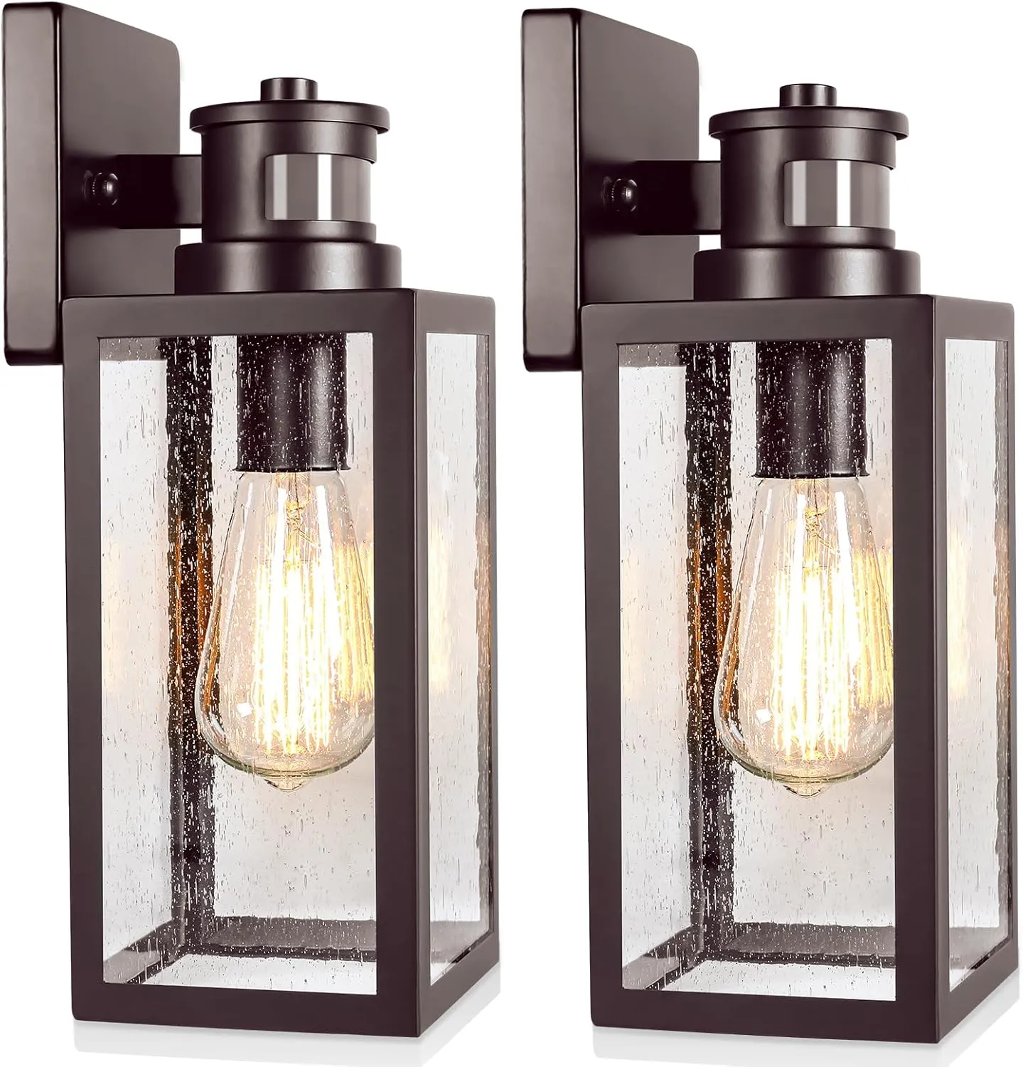 2-Pack Motion Sensor Outdoor Wall Lanterns, Dusk to Dawn Exterior Wall Sconces, Waterproof Porch Light Fixtures Outside Lights for House Entryway Doorway Garage, PIR Motion Activated