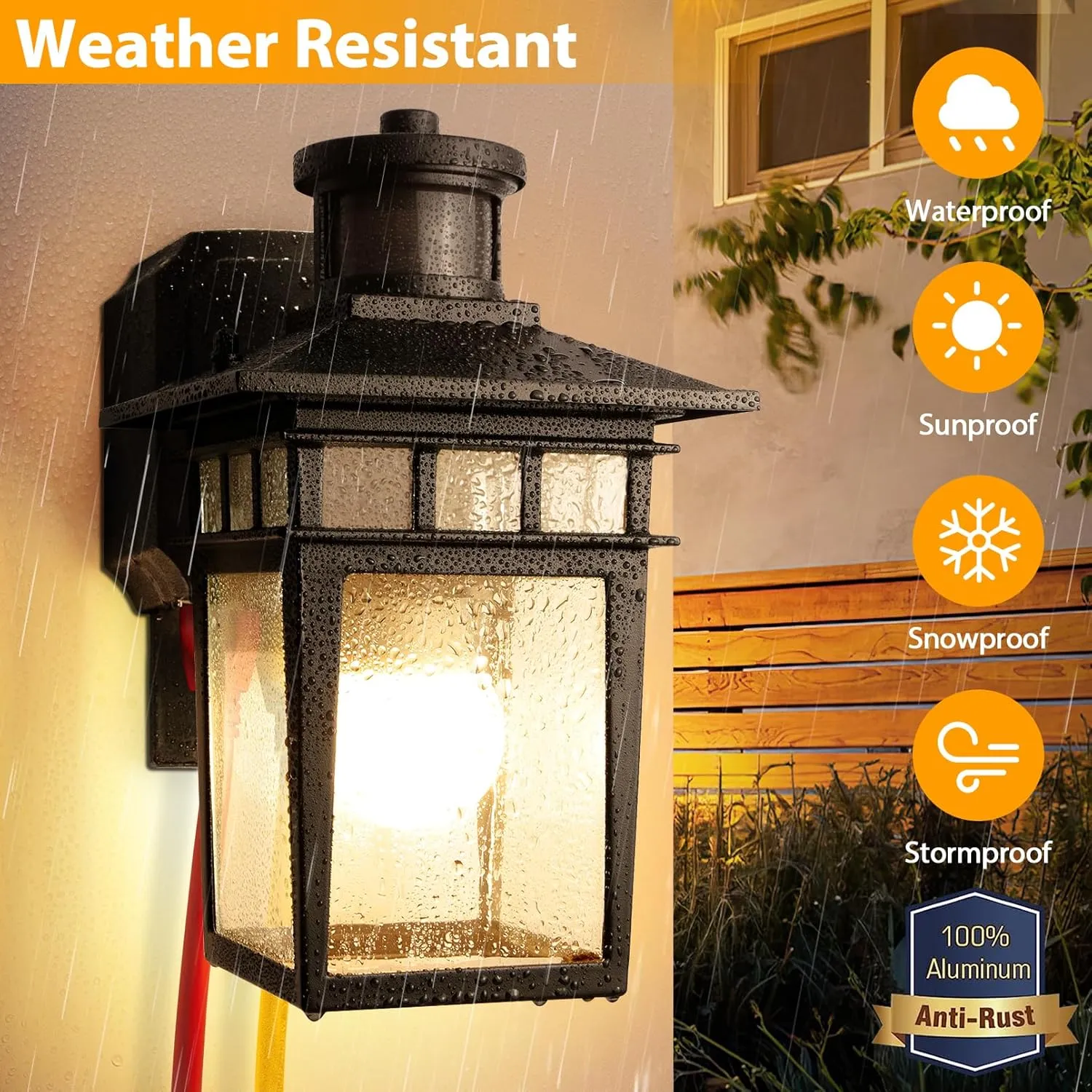 2 Pack Porch Light with GFCI Outlet, Black Dusk to Dawn Motion Sensor Outdoor Lights, 3-Mode Wall Exterior Lighting Fixture, Waterproof Outside Lights Sconce for House Front Door Patio Garage