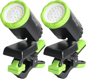 2-Pack Rechargeable LED Work Lights, 360-Degree Adjustable Spotlights with Magnetic Base, Clamp Lights for Barbecue, Workshop, Construction Site, Car Repairing and Home Using