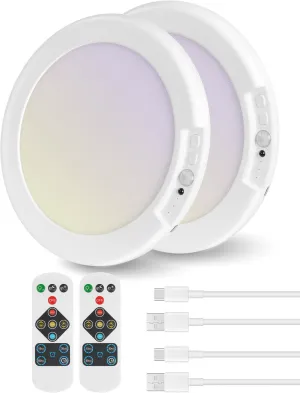 2 Pack Rechargeable Motion Sensor Ceiling Light with Remote, Wireless Ceiling Light Battery Operated, Magnetic, 3CCT, Dimmable LED for Shower Closet Bathroom Stairs Pantry Hallway Porch