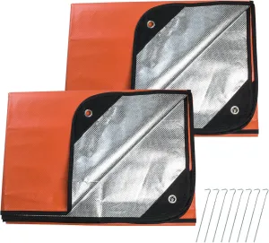 2 Pack Upgrade Survival Blanket – Insulated Thermal Reflective Tarp - 60" x 82". All-Weather, Reusable Emergency Blanket for Car or Camping, Orange
