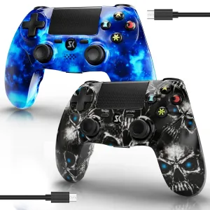 2 Pack Wireless Controller for PS4, Controller for Sony PlayStation 4, Double Shock 6-Axis Motion Sensor, Sensitive Touch Pad, Built-in Speaker & 3.5mm Headset Jack, Compatible with PS4/Pro/Slim