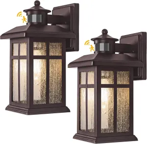 2 Packs Motion Sensor Outdoor Lights- Outdoor Porch Lights Light Fixtures Motion Sensor Bronze, Porch Lights Outdoor Bronze, Exterior Lights for House, Garge, Door