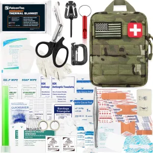 200 Pieces First Aid Kit IFAK Survival Kit Molle System Compatible Pouch, Emergency Kit Gift for Men, Dad, Husband, for Outdoor, Camping, Hunting, Hiking, Home, Earthquake, Disasters