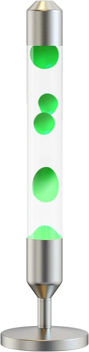 24.4-Inch Relaxing Liquid Motion Magma Lamp for Home Decor Living Room Office Bedroom with Green Wax White Water/Silver