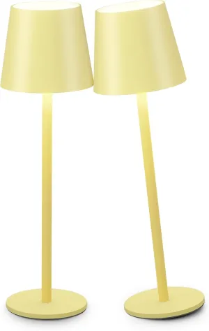 2Pack Cordless Table Lamp, 5200mAh IP54 Waterproof Rechargeable Battery Desk Lamp, 3 Color Stepless Dimming Up, Battery Operated Lamp for Kitchen/Bedside/Outdoor/Restaurant(Cream Yellow)