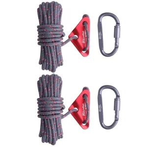 2Pcs 5M 6mm Reflective Tent Rope Nylon Line Cord Rescue String Paracord Rope  With Aluminum Guylines Adjuster For Tent Tarp