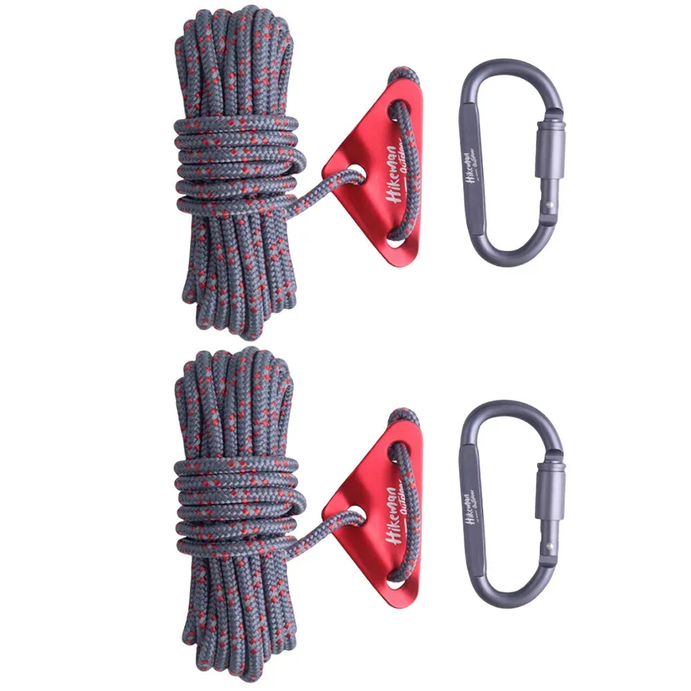 2Pcs 5M 6mm Reflective Tent Rope Nylon Line Cord Rescue String Paracord Rope  With Aluminum Guylines Adjuster For Tent Tarp