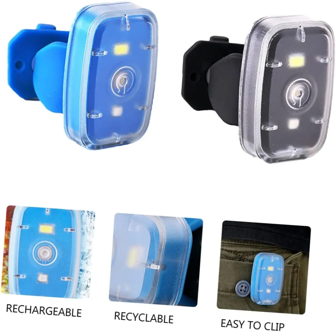 2sets Clip-on Rechargeable Bike Safety Light Outdoor Supplies Mini Easy-to-Install 2pcs*2 Random