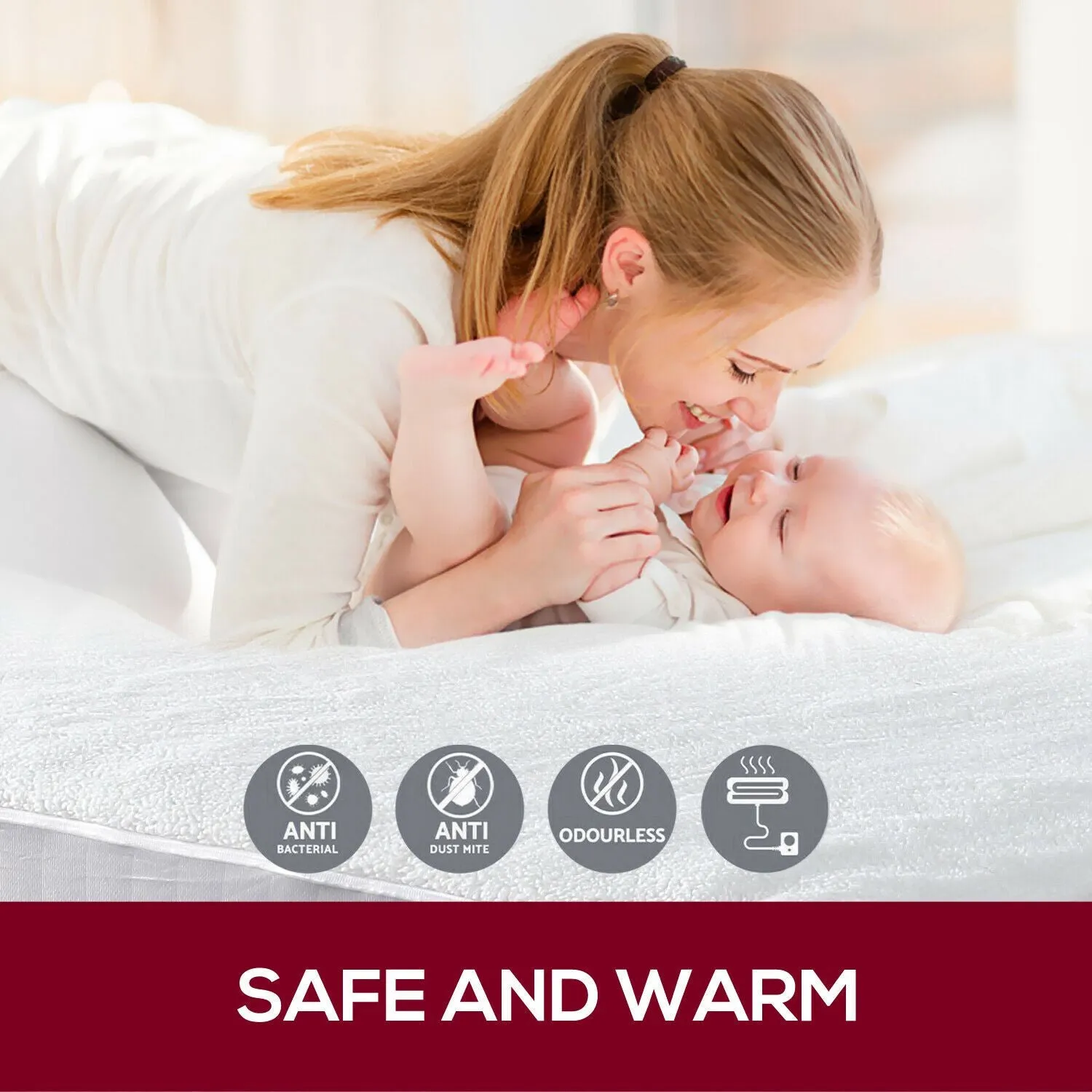 2x  450 GSM Polyster Electric Blanket Heat Warm Winter Fitted Double Size
