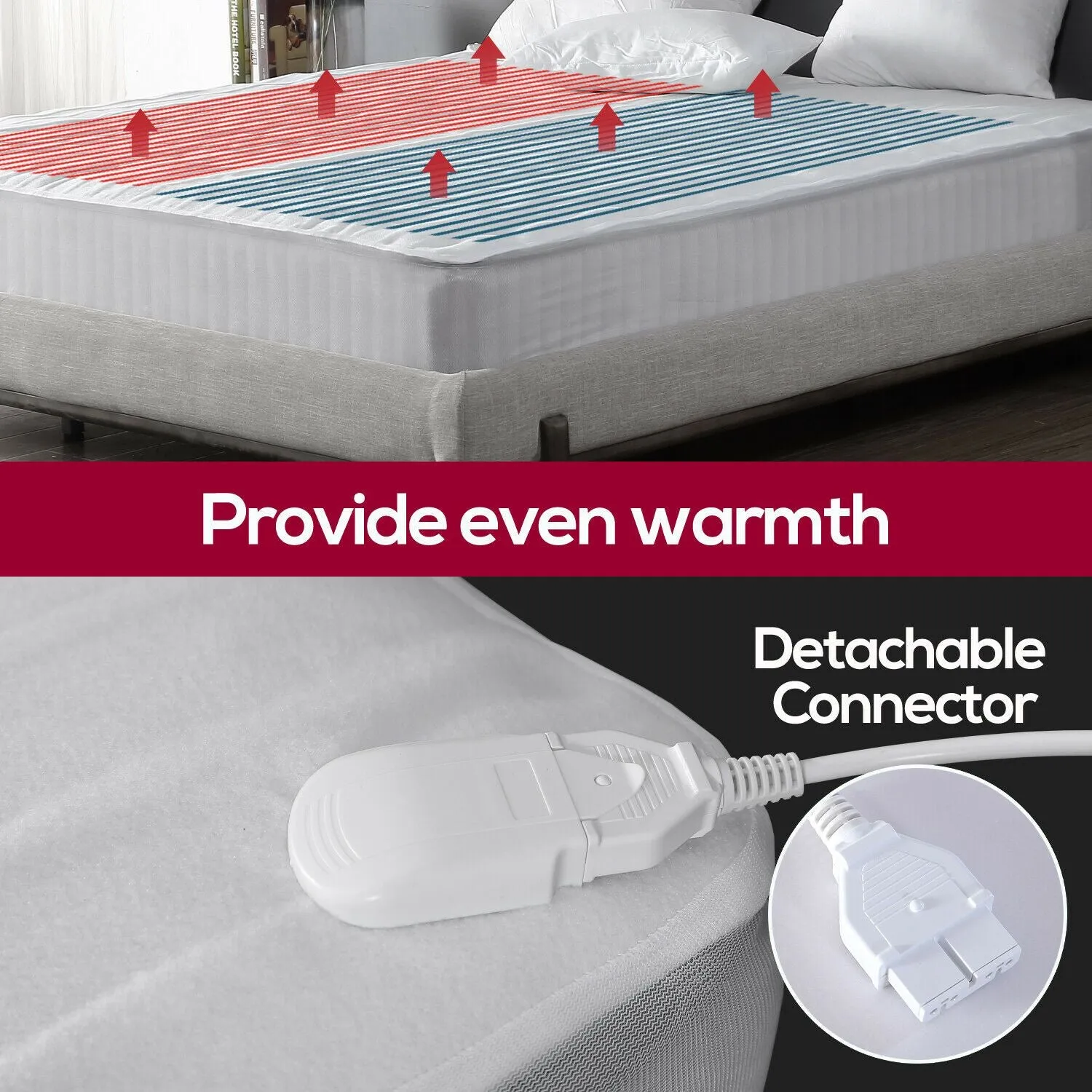 2x  450 GSM Polyster Electric Blanket Heat Warm Winter Fitted Double Size