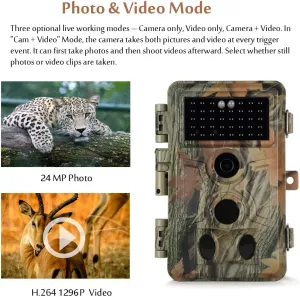 3-Pack Trail Cameras Wildlife Cam 48MP 1296P HD Video Night Vision & 0.1s Trigger Time Motion Activated IP66 Waterproof, 120°Wide Angle Time Lapse & Password Protection for Outdoor Hunting