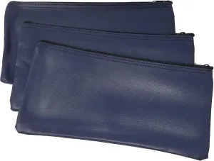 3 Piece Set PM Company Security Bank Deposit Bag/Utility Zipper Coin Bag/Pouch Safe Money Organizer Bag / 11 X 5.5 Inches (FREE RETURN) (BANK BAG-PACK OF 3 - NAVY)