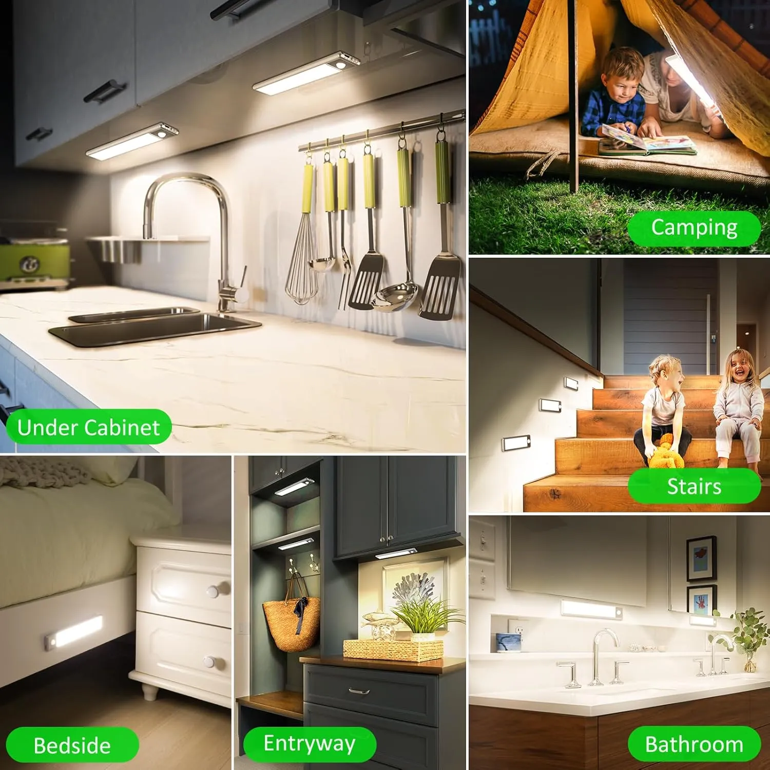 30-LED Motion Sensor Under Cabinet Lights, Magnetic Rechargeable Under Counter Closet Lighting, Wireless Light Bar, 2-Pack, Neutral White