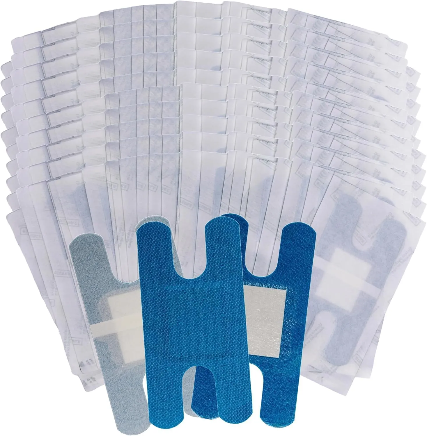 300 Blue Fabric Food Service Metal Detectable Flexible Adhesive Knuckle Bandage - Breathable Bandages with Non-Stick Pad - Latex Free for First Aid Kit Wound Care and Protection (300)