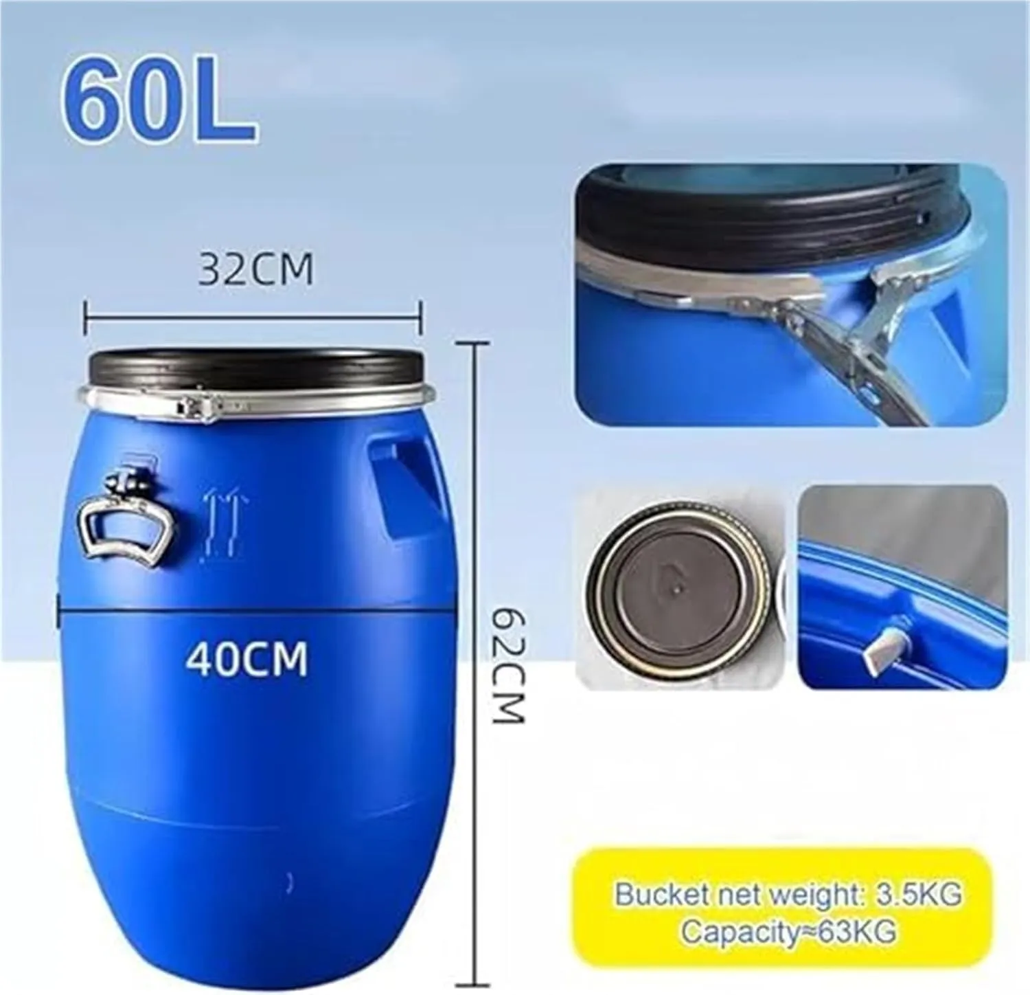 30L/50L/60L/100L/120L/160L/200L Outdoor Water Tank,Thick Plastic Water Storage Container Portable Water Container Home Storage Bucket Camping Water Storage