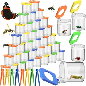 36 Pack Insect Bug Viewer Kit for Kids with Tweezers Explorer Outdoor Set Bug Catcher Containers for Insects Magnifying Insect Box Observation Kit for Science Nature Exploration Collecting