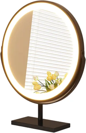 360°Rotation Light Up Mirror 3 Colors Brightness Adjustable, Desk Mirror With Dimmable Brightness, Magnifying Vanity Mirror With 3 Color LED Lights, Smart Touch Control, Lighted Makeup Mirror(Black,30