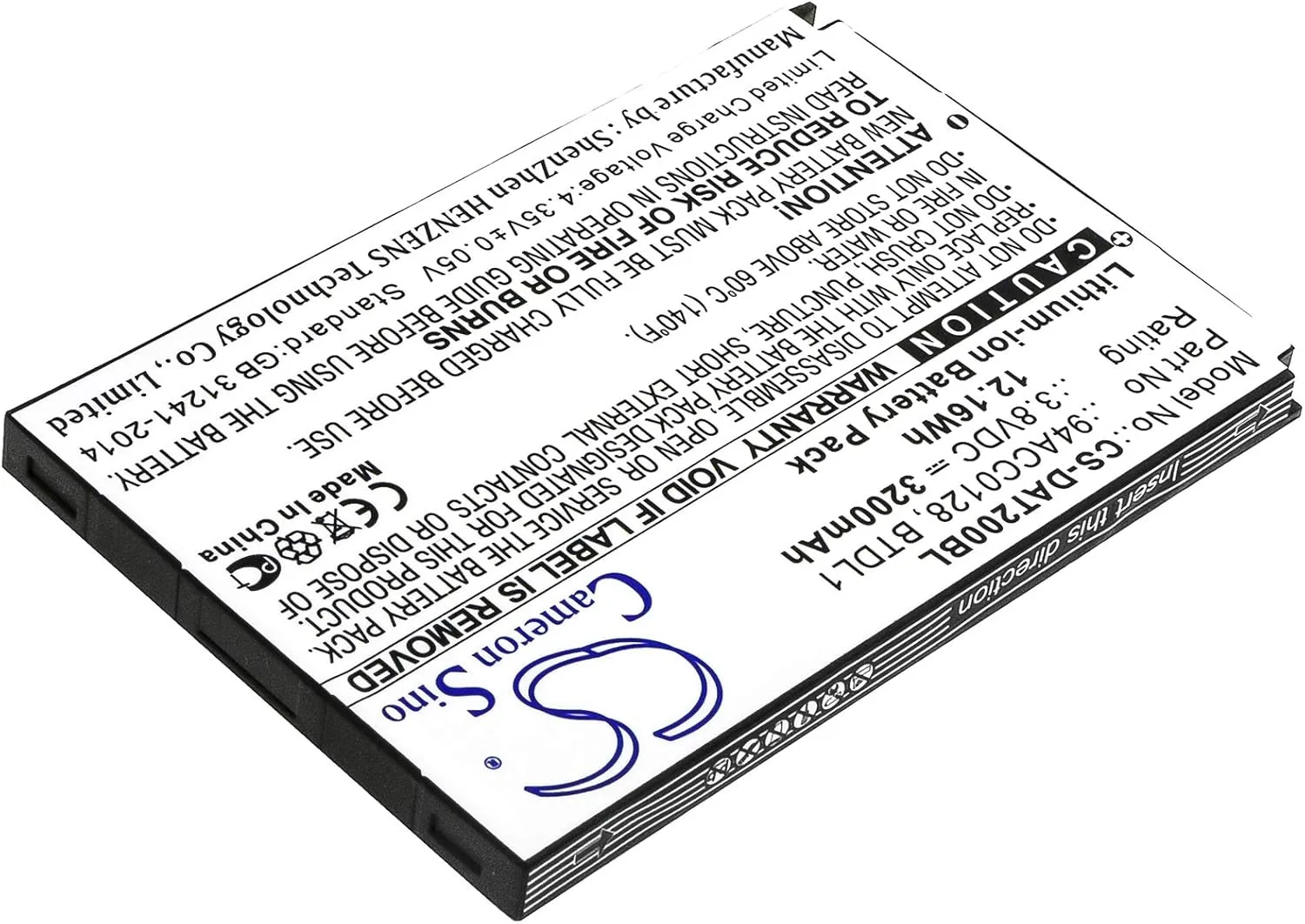 3.8V Battery Replacement Compatible with Datalogic 3H21-00000491, 94ACC0128, 94ACC0129, BTDL1 Axist, DL-Axist