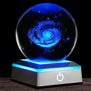 3D Galaxy Crystal Ball Night Light 3.15 inch Glass Ball Table Lamp with Color Changing Touch Base Decor Ideal Galaxy Model Gifts for Friends Kids Christmas Birthday