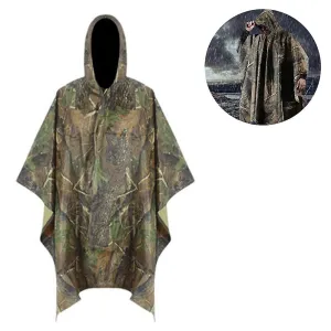 3in1 Rain Poncho Waterproof Camouflage Ripstop Rain Jacket Batwing