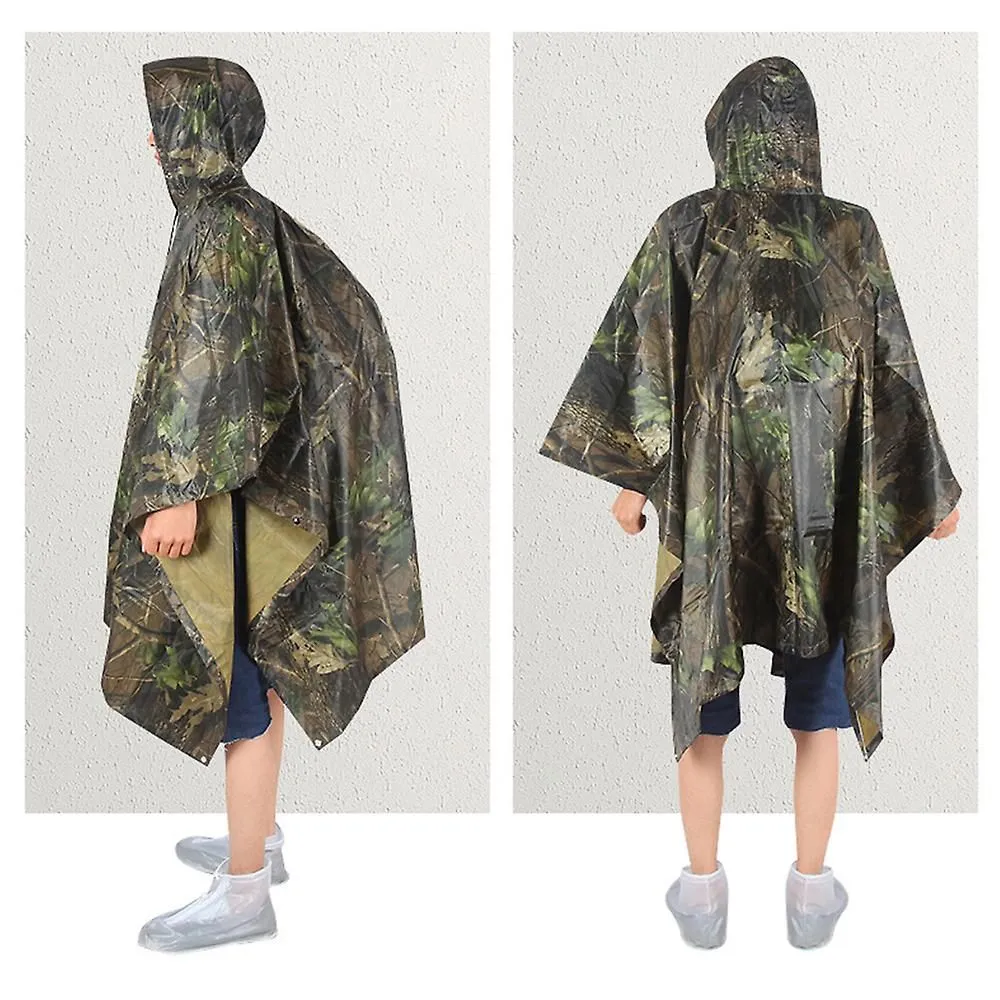 3in1 Rain Poncho Waterproof Camouflage Ripstop Rain Jacket Batwing