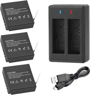 3x1350mAh Action Camera Batteries Rechargeable Compatible with Victure AC940/AC960,Campark V40,PG1350 Replacement Battery with USB Charger