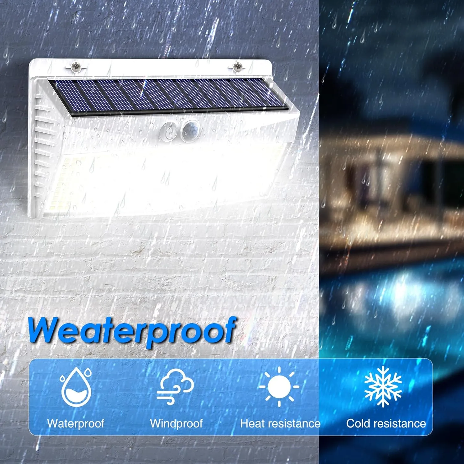 4 Pack 368 LED Solar Lights Outdoor Motion Sensor, Solar Fence Light with 3 Lighting Modes, Solar Powered Security Lights Waterproof for Outside Yard Wall Garden Backyard，White