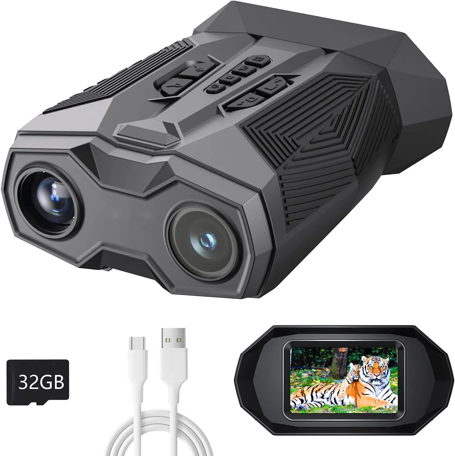 4K Night Vision Goggles - Infrared Binoculars for Adults with 984ft View Range, 3-inch Large Screen, 20X Digital Zoom, 32GB Memory Card - Ideal for Hunting and Surveillance