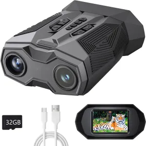 4K Night Vision Goggles - Infrared Binoculars for Adults with 984ft View Range, 3-inch Large Screen, 20X Digital Zoom, 32GB Memory Card - Ideal for Hunting and Surveillance
