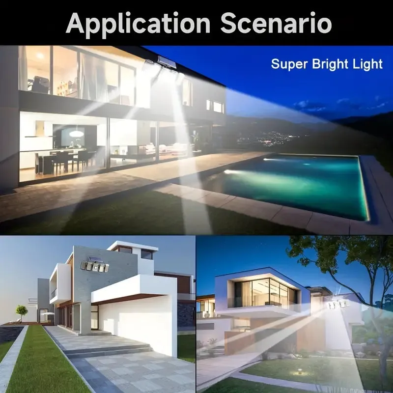 5 Heads Solar 300 LED Light Outdoor Motion Sensor Waterproof Wide-angle Illumination Wall Lamp
