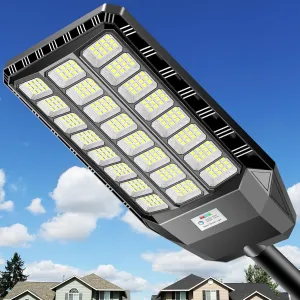 5000W Large Solar Street Light, Commercial Grade Flood Lights Outdoor Dusk to Dawn, Outdoor Lighting with Motion Sensor and Remote Control, Parking Lot Lights for Yard and Suburbs