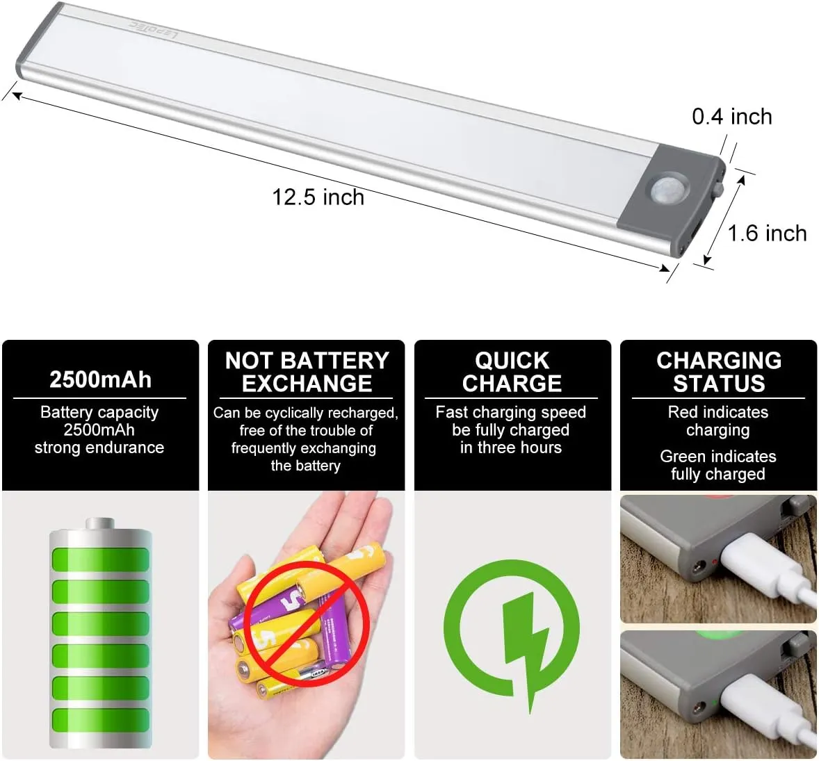 54-LED Motion Sensor Cabinet Light,Under Counter Closet Lighting, Wireless USB Rechargeable Kitchen Night Lights,Battery Powered Light,Uniform Light for Wardrobe,Cabinet,Cupboard（warm light）-2Pack