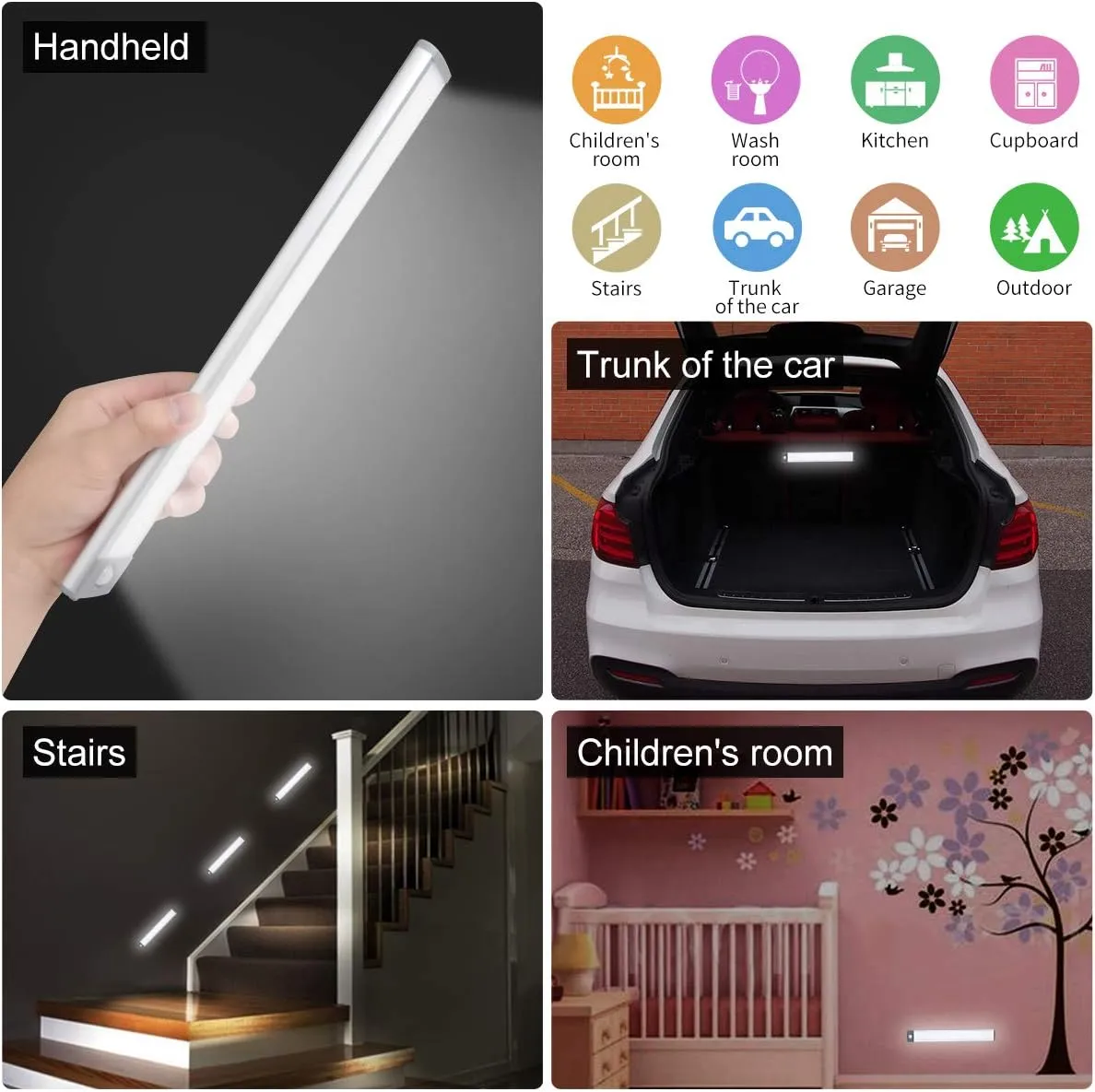 54-LED Motion Sensor Cabinet Light,Under Counter Closet Lighting, Wireless USB Rechargeable Kitchen Night Lights,Battery Powered Light,Uniform Light for Wardrobe,Cabinet,Cupboard（warm light）-2Pack