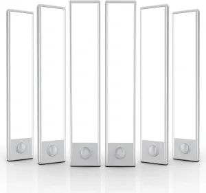 6 Pack Under Cabinet Lighting Wireless, 32 LED Rechargeable Battery Motion Sensor Light Indoor, Stick On Magnetic Closet Lights, Under Counter Lights for Kitchen, Stairs, White 8 in